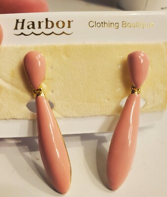 Harbor Clothing Boutique Vintage Earrings- Pink Teardrops Pierced Lacquered