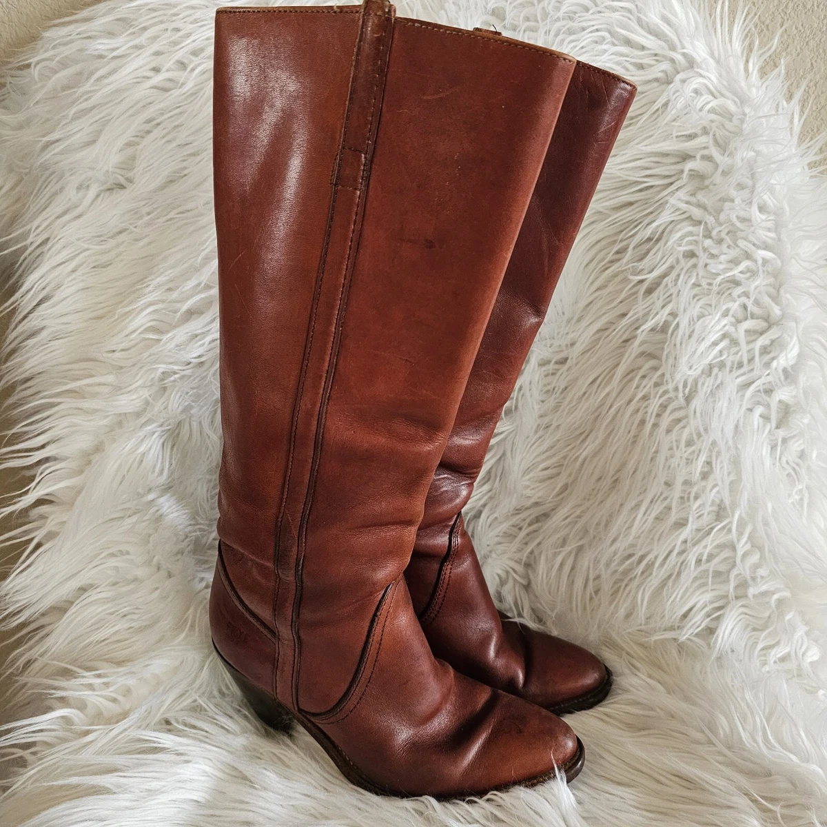 Bottes Marron Femme Frye Vintage - Taille US 5.5 B - Modèle 6182 - Portées Une Fois - USA