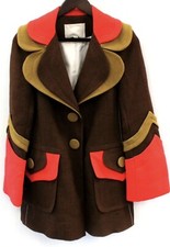 Preloved Women's Marc Jacobs Brown Wool & Silk Collared Button Up Coat Size Uk8