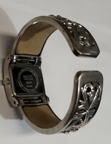 Ecclissi Sterling Silver Bracelet Hinged Cuff Watch 33050 New Battery Nice Cond - Picture 6 of 8