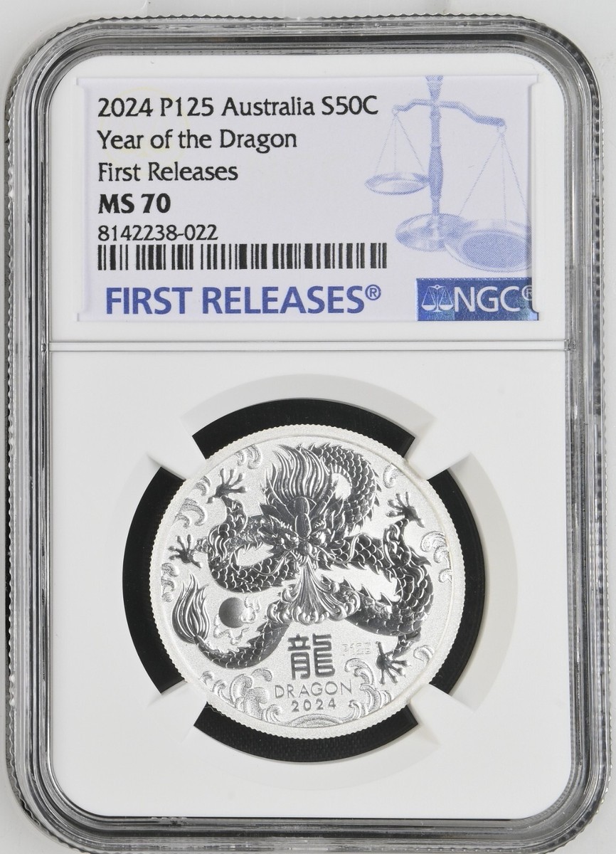 2024 Australia 1/2 oz Silver Lunar Dragon BU Series III NGC MS70