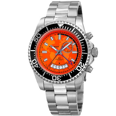 Akribos XXIV Men's AK955SSOR Multifunction Map Print  Stainless Steel Watch 