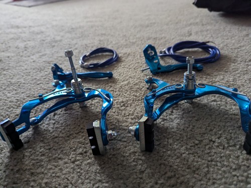 NUEVO FRENO DE MANO ALEACIÓN AZUL 20" BICICLETAS BMX, DELANTERO Y TRASERO,MX, VIENE COMPLETO - Imagen 5 de 5
