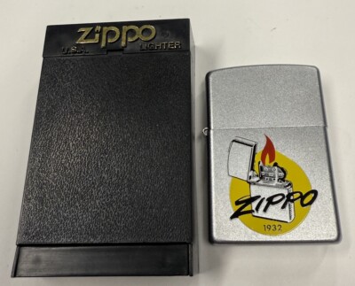 ZIPPO 2003 ZIPPO 1932 LOGO SATIN CHROME LIGHTER UNFIRED IN BOX A143