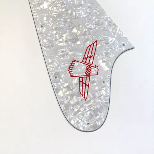 White Pearl 4 Ply Replacement Pickguard for 1976-1979 Gibson Thunderbird w/Decal