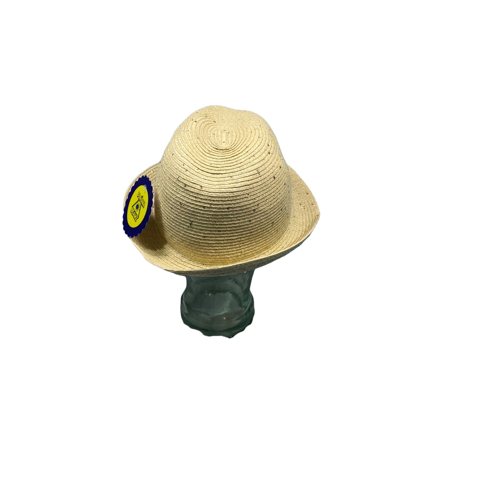 Hat Attack Tan Sequin Straw Panama Hat - image 3