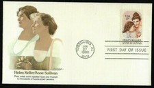BLIND DEAF HELEN KELLER SIGN LANGUAGE 1980 FLEETWOOD CACHET FDC VF UNADDR 