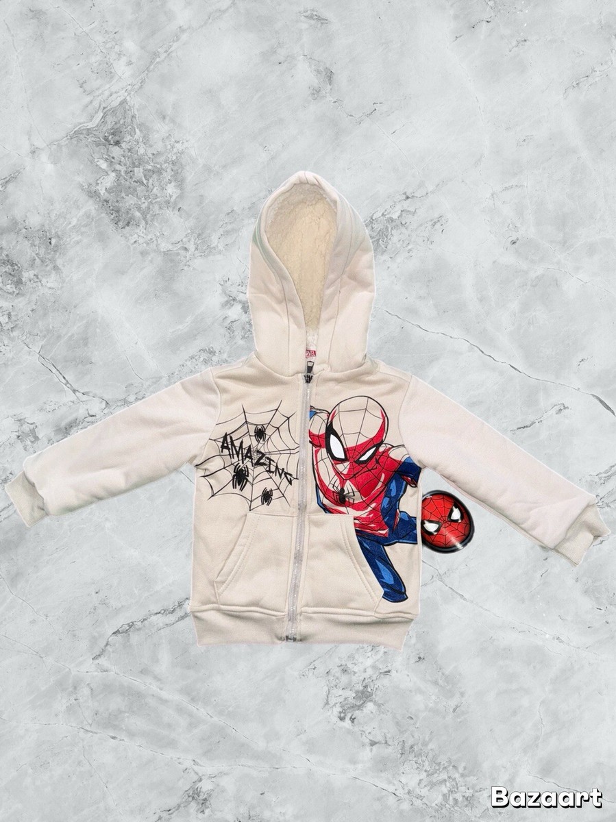 Marvel Spider-Man Boys 3T Sherpa Lined Full Zip Hoodie Toddler