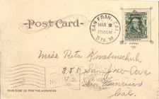 California San Francisco Sta. M 1908 numeral duplex  PC.