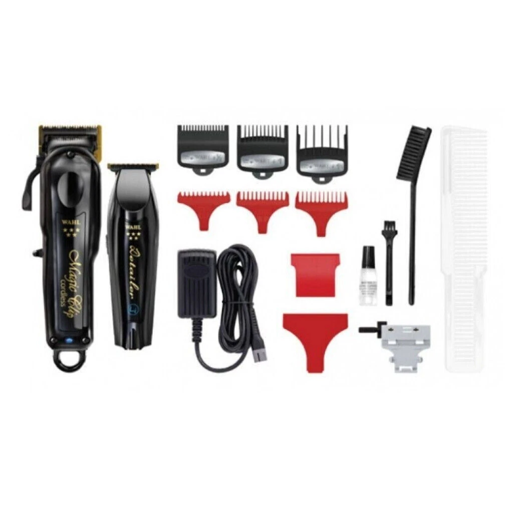 Wahl Barber Combo Black Cordless Magic Clip Clipper Detailer