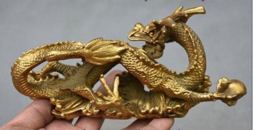 Chinese FengShui old Copper Brass Auspicious Beast Zodiac Dragon Totem Statue - Picture 5 of 5