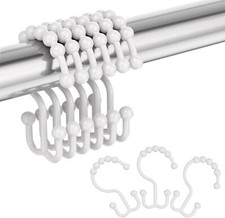 Plastic Shower Curtain Hooks Rings Double Shower Hooks White 12 Pack