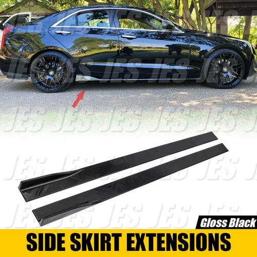For Cadillac ATS Sedan Coupe Glossy Black Side Skirt Rocker Panel Extension