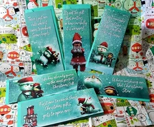 Set Of 6 Teal Christmas Cards St Labre Indian School 8.5" x 3.5"