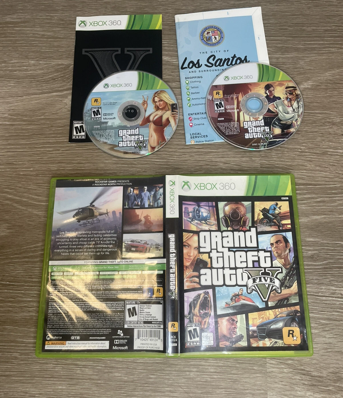 Grand Theft Auto V GTA 5  Xbox 360 - Complete with Map TESTED! Read description
