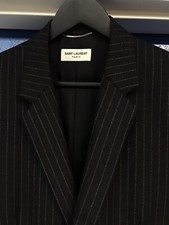 New Yves Saint Laurent YSL Black Pin Strip Blazer 54 2 Bottom Single Vent