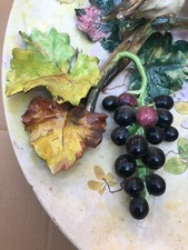 Stara duża przepyszna miska Ø 50 cm winogrona z liśćmi ptaki jabłka marka