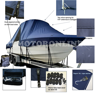 Defiance Commander 250 Ex Center Konsole T-Top Hardtop Fischen Boot Cover Navy