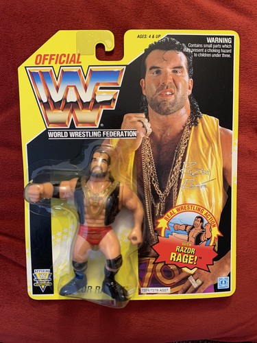 Hasbro WWF WWE RAZOR RAMON 1993 US Yellow Card Wre...