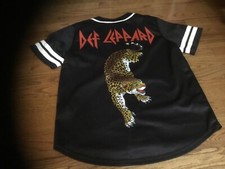 Def Leppard Baseball Jersey Adult Large Button Up Short Sleeve Band Leopard