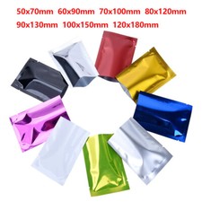 Open Top Heat Seal Aluminum Foil Bags Vacuum Storage Mylar Food Pouches 7 Colors