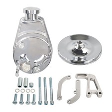 Chrome Saginaw Power Steering Pump w/ Bracket & Pulley Kit For SBC Chevy 350 305