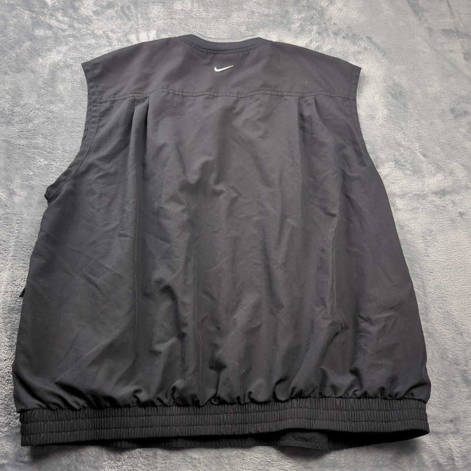 Nike Golf Vintage Polyester V Neck Windbreaker Pullover Vest Black Size