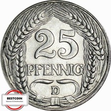 J 18  25 Pfennig Kaiserreich von 1911 D in VZ-STG  1189178