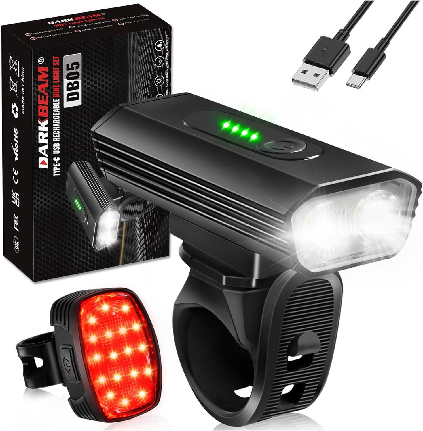 Bike Headlight Rechargeable USB-C, Bicycle Lights 4000LM Ultra Bright, Mountain