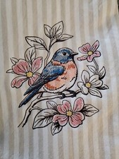 Handmade Embroidered Bluebird Kitchen Towel