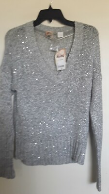 MUDD LUREX SEQUIN V-NECK SWEATER PLUS 