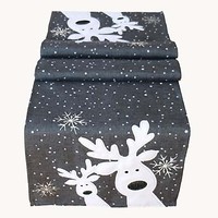 TischläUfer 40X140 Grau Lustige Elche Filigrane Stickerei Eyecatcher Weihnachten