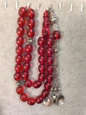 German Sandalus Cherry Amber Bakelite 33 Prayer Beads Tesbih Misbaha Rosary