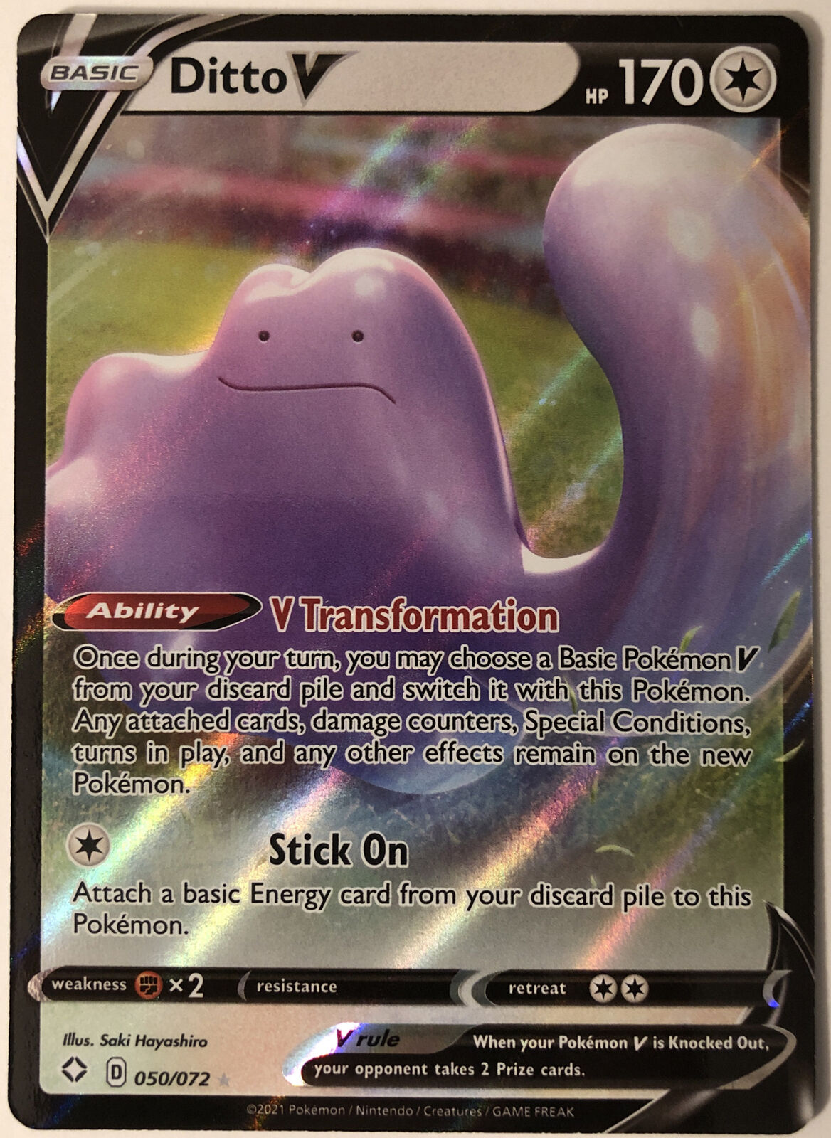 POKEMON TCG DITTO V 50/72 SHINING FATES ULTRA RARE!!