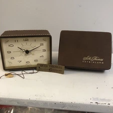 Vintage Seth Thomas AUDITRON Travel Alarm Clock USA Works Brown Case Battery MCM