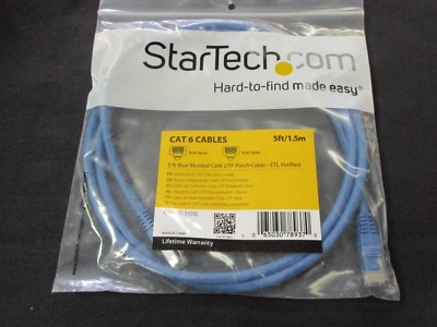 StarTech C6PATCH5BL New CAT6 Cables (5 ft 1.5 M, Blue Molded Patch) ETL Verified