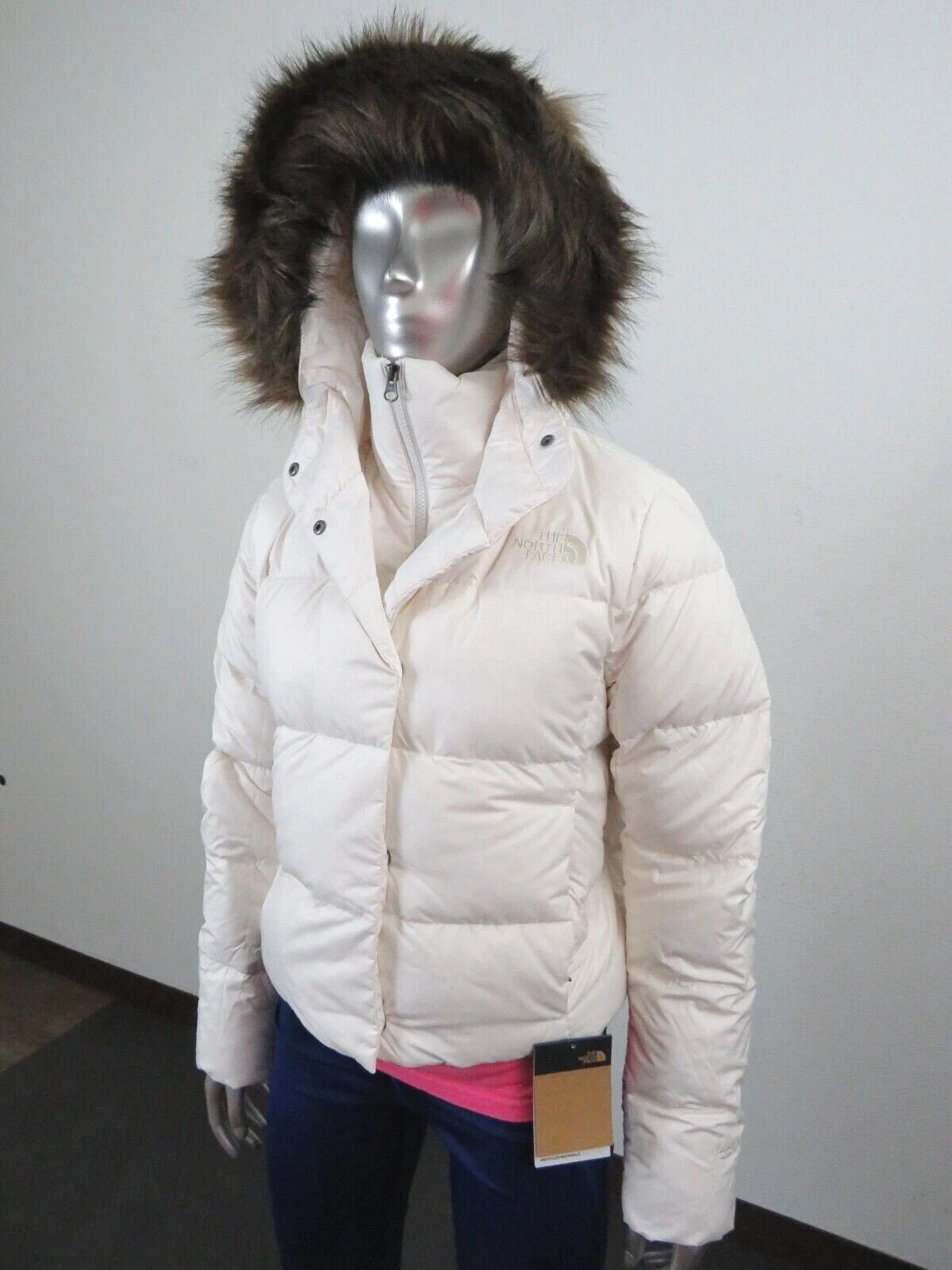 Womens XL The North Face Dealio Crop Short Jacket 550-Down Winter Jacket White