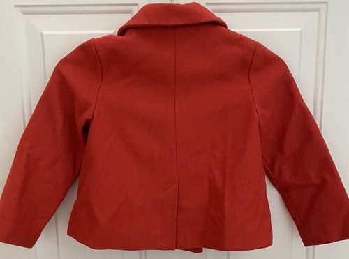 Janie and Jack Red Pea Coat Jacket Christmas Winter Size 4 -5 - Picture 2 of 4