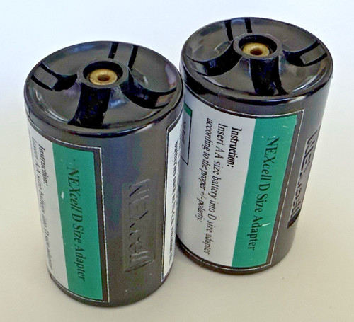 2 Pcs NEXcell AA to Size D Battery Adapters Converter Cases AA to D Adapter
