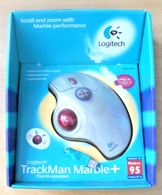 Logitech Trackman Marble+ Plus Mouse Thumb Operated Trackball USB PS/2 Win 10 11