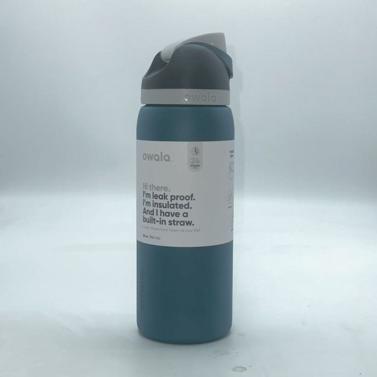 Owala FreeSip 40oz Stainless Steel Water Bottle Blue Oasis Top