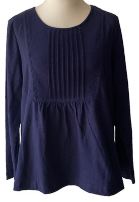 Adini 100% Baumwolle Slub Jersey Top 3/4 Ärmel Rundhalsausschnitt vorne Spitzenbesatz Gr. S