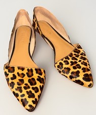 J Crew Zoe Calf Hair D'Orsay Cheetah Pointed Toe Flats Size 8 Classic Preppy