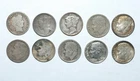 LOT OF 10 SILVER US DIMES - 1 BARBER, 2 MERCURY, 7 ROOSEVELT - 90% SILVER