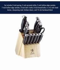 HENCKELS Statement Premium Quality 15-Piece Set with Block, Natural, Razor-Sharp