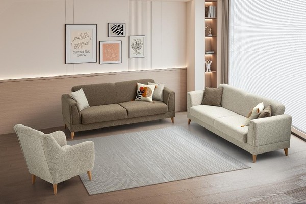 Elegante Sitzgarnitur Designer Wohnzimmer Couchen Edler Sessel 3Tlg-image