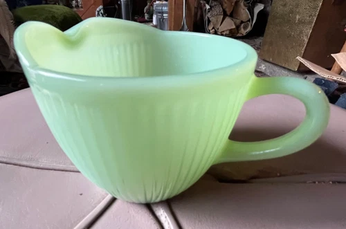 Fire King Oven Ware Jadeite Green Milk Glass Creamer-Excellent Condition-4"x3"