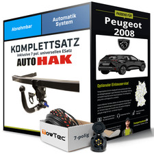 Für PEUGEOT 2008 I Typ CU Anhängerkupplung abnehmbar +eSatz 7pol uni 13- NEU