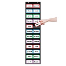 10  W x 48.25  H Classroom Words Pocket Chart with 12 Clear Pockets Black Stand...