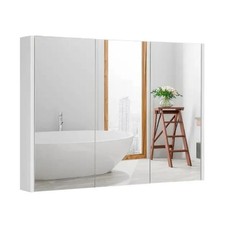 Wall-Mounted Bathroom Mirror Cabinet 3 Door Storage Cupboard Adjustable Shelves